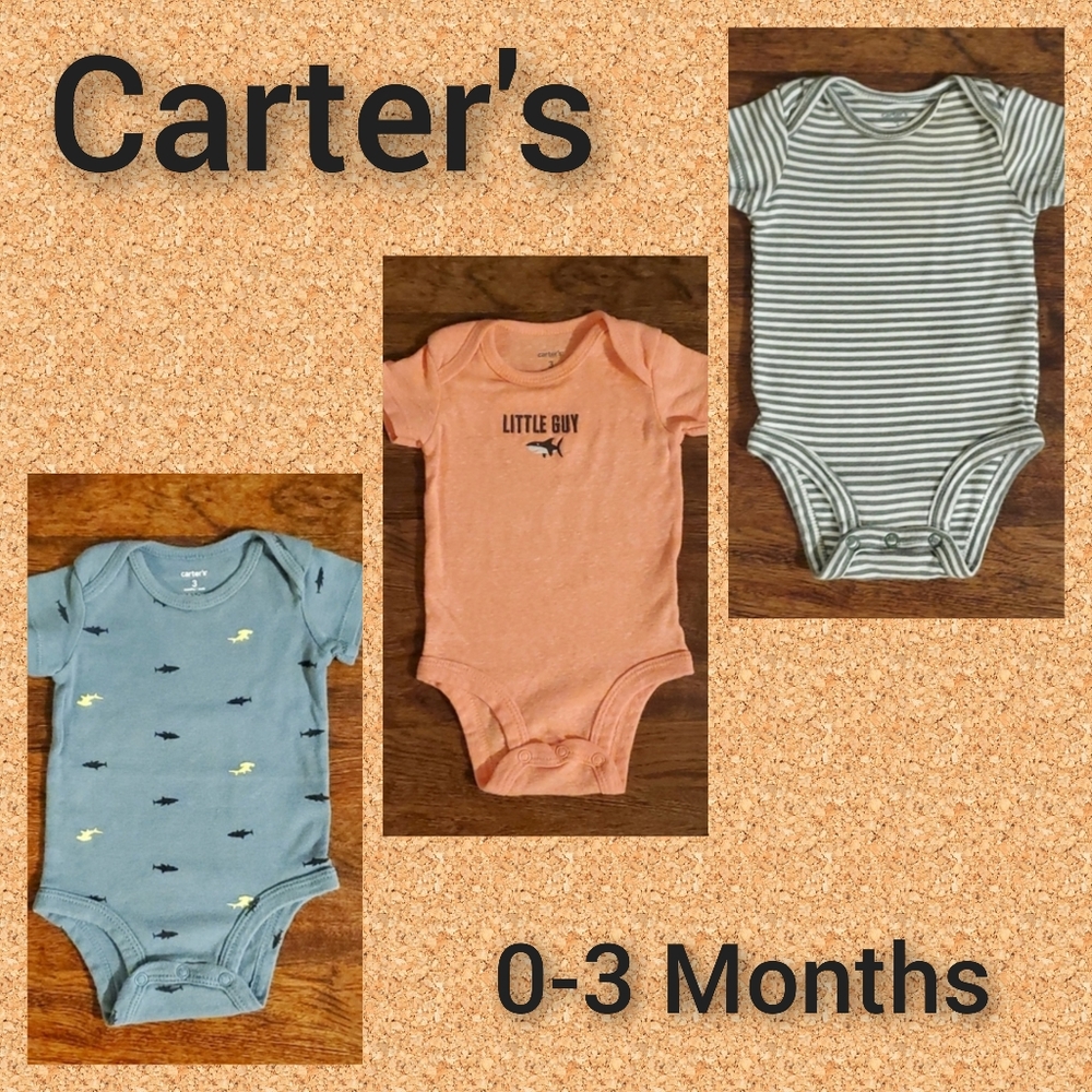 Carter's Shark Bodysuit Trio 0-3M